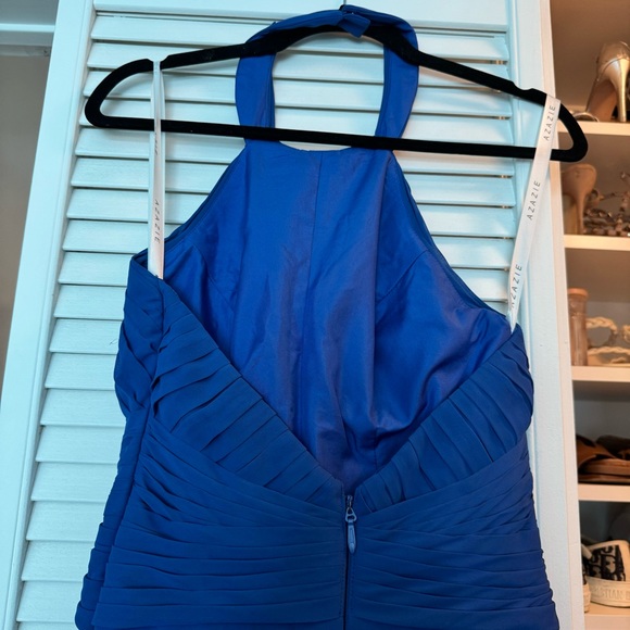 Azazie Monroe A-Line Pleated Chiffon Floor-Length Dress in Royal Blue - Picture 8 of 8